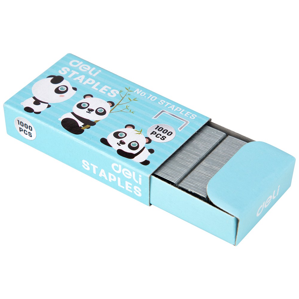 HAPPY TIME DELI STAPLER + REFILL STAPLES KECIL SEKOLAH MINI PANDA LUCU ALAT TULIS SEKOLAH KANTOR KULIAH  E0453