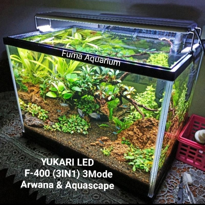 Lampu Yukari Led F 400 Nyala 3X Mode Ganti Warna 40-50cm 18watt Aquarium Aquascape Arwana