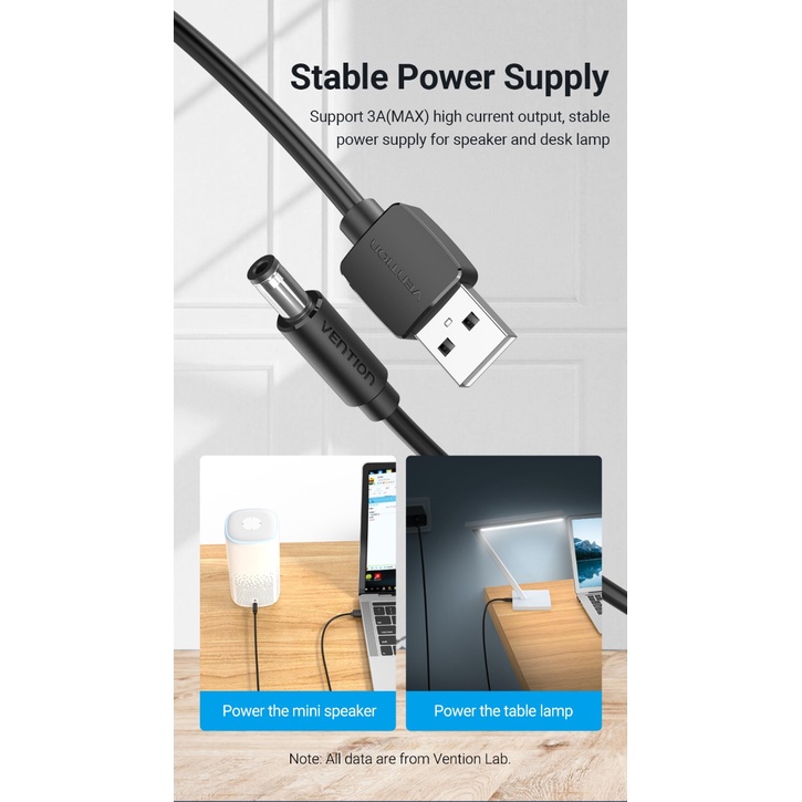 ( Bisa Cod ) Vention Kabel Power USB-A to DC 5.5mm Power AC USB to DC 5V/3A CEY