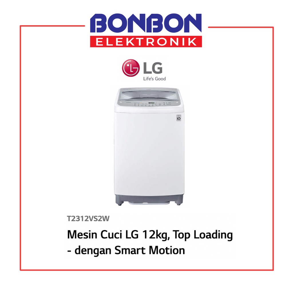 LG Mesin Cuci 1 Tabung 12KG T 2312 VS2W / T2312VS2W / 2312VS2W Smart Inverter