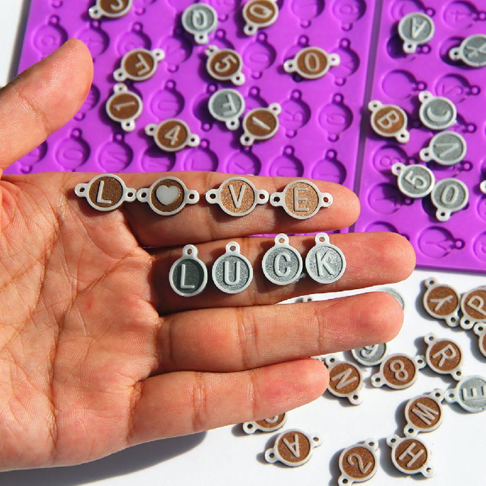 Solighter Huruf Cetakan Silikon DIY Alfabet Manik Membuat Perhiasan Alat Kalung Liontin