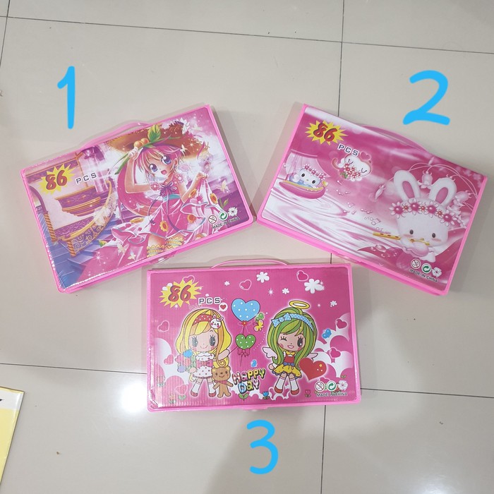 

Colouring Set 86 pcs Pensil Warna Crayon set Stationary Kado anak - Biru