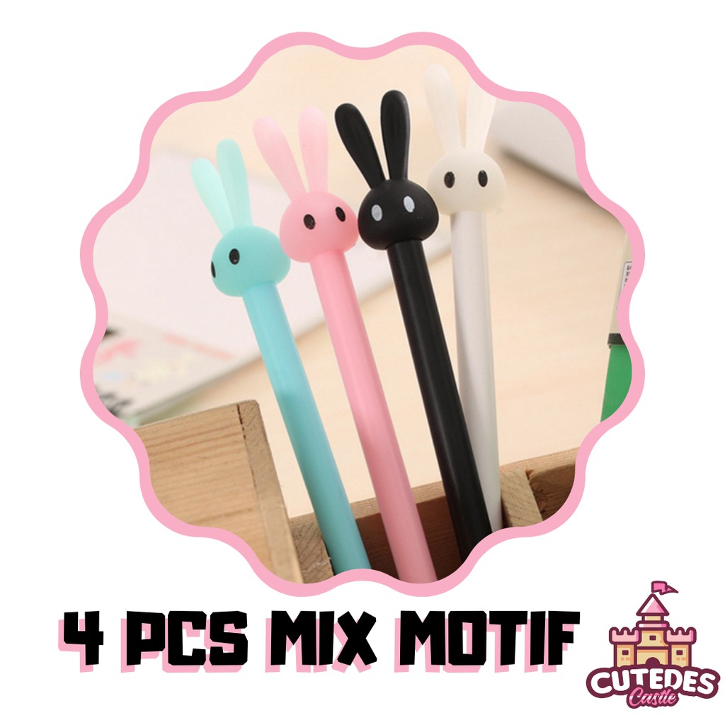 

Pulpen Motif Rabbit Head Bundle 4 Pcs Mix Warna