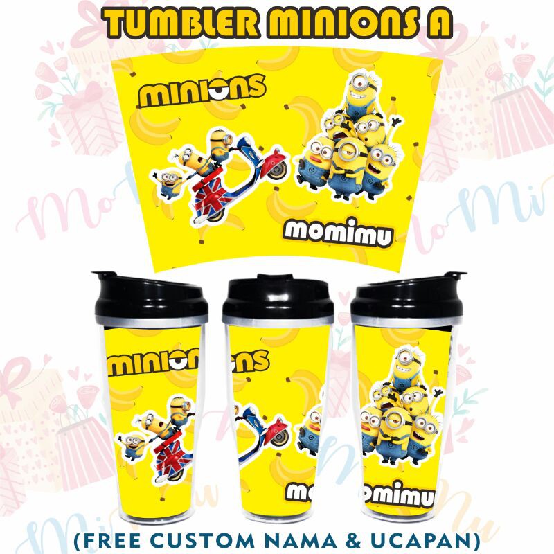 

Tumbler Souvenir/Kado/Merchandise Custom Nama Karakter Motif Minions