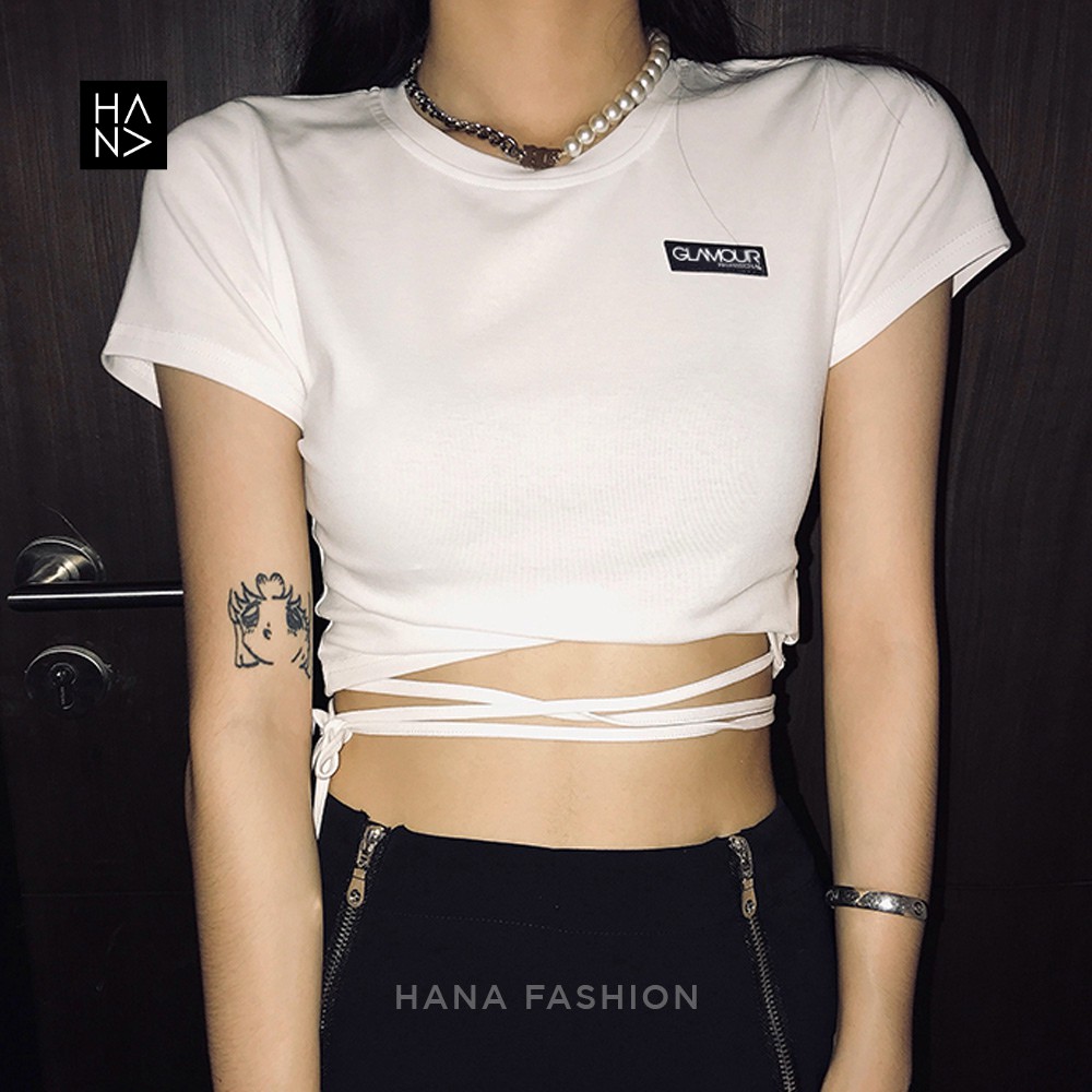 HanaFashion JKT - Glamour T-Shirt Crop Top Kaos Stylish Wanita Murah - CT077