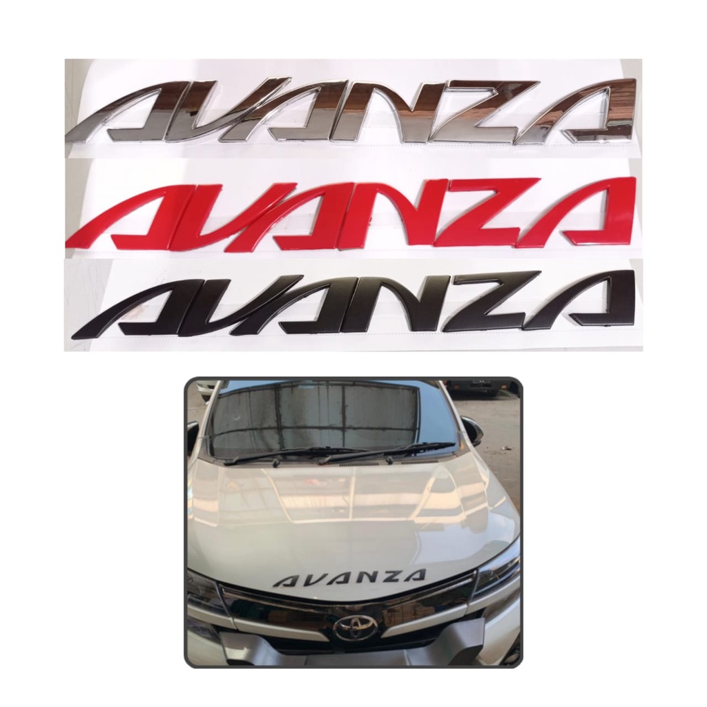 Stiker Emblem Logo Kap Mesin AVANZA Merah, Hitam, Chrome