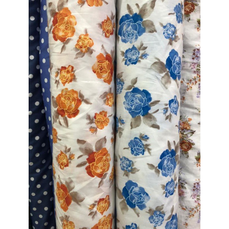 bahan kain katun jepang catoon japan desain motif bunga besar jarang