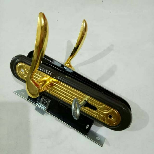 Kunci Pintu Set 15cm TOP Kombinasi Coklat Emas Gagang Pintu Door Handle