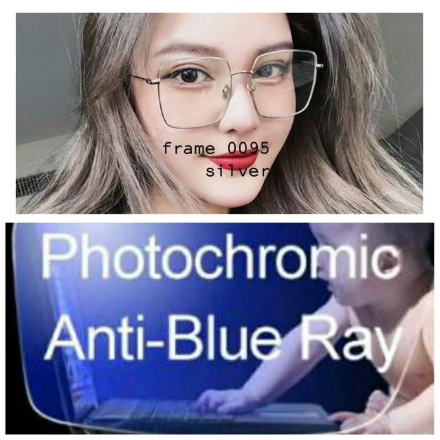 Frame Kacamata Wanita Terbaru Anti Radiasi BLUERAY PHOTOCROMIC, Kaca mata Minus, Kacamata Plus