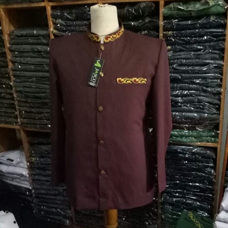 Baju Koko Jasko KS bordir kerah saku jasco Tasik baju Koko Jas Koko pria lengan panjang