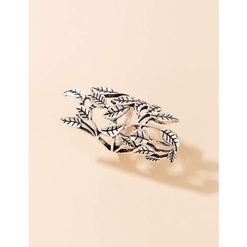 LRC Cincin Set Fashion Bronze Geometric Hollow Leaf Ring V81378