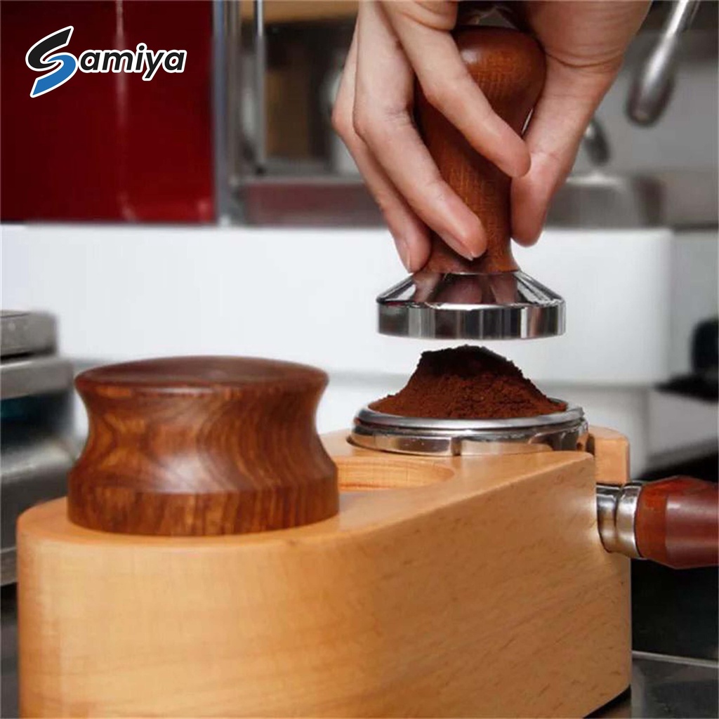 wooden tamping mat / dudukan kayu tamper portafilter / coffee press base wood tamper holder barista