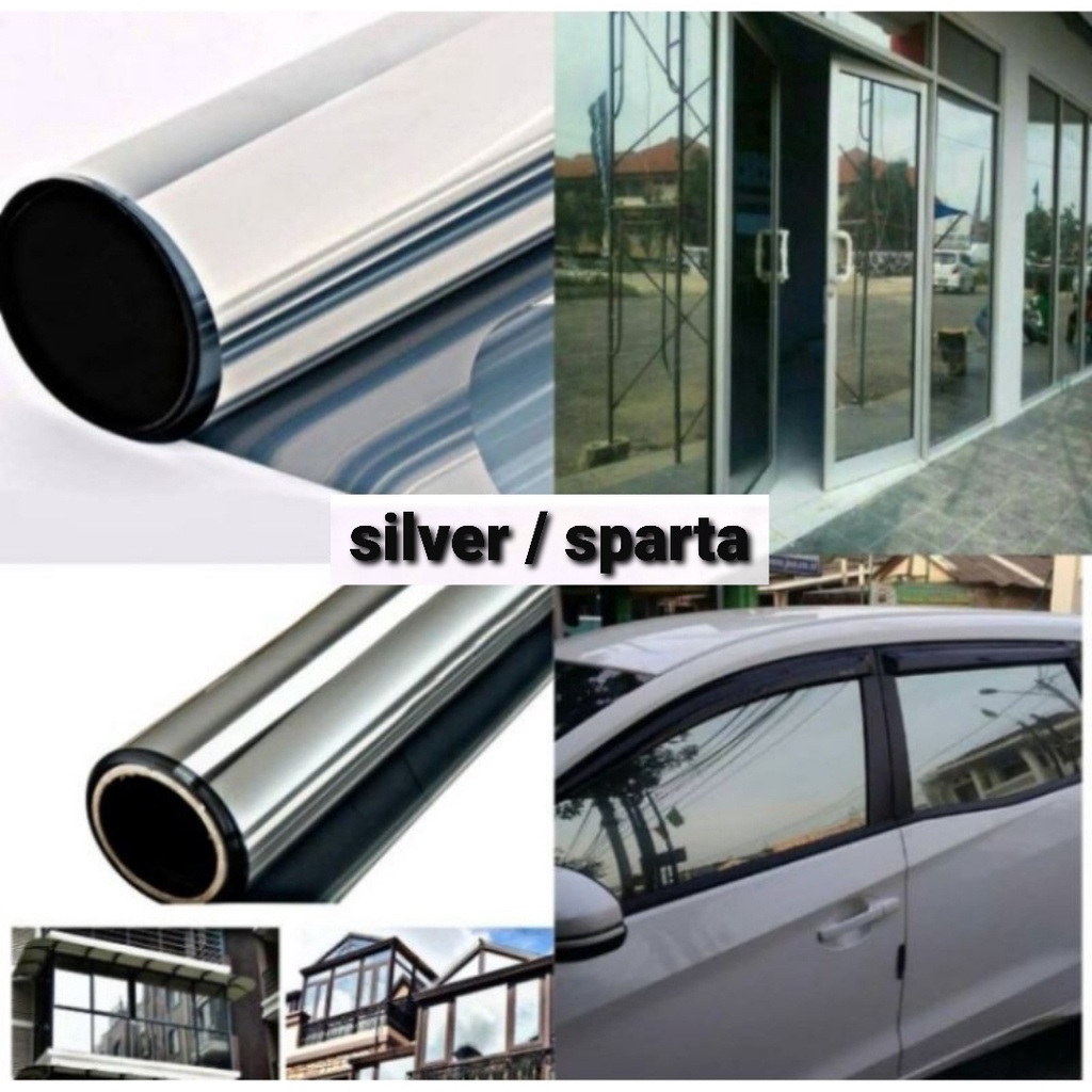 TERBARU!! kaca film mobil sun polar silver (sparta) hitam dari dalam silver dari luar