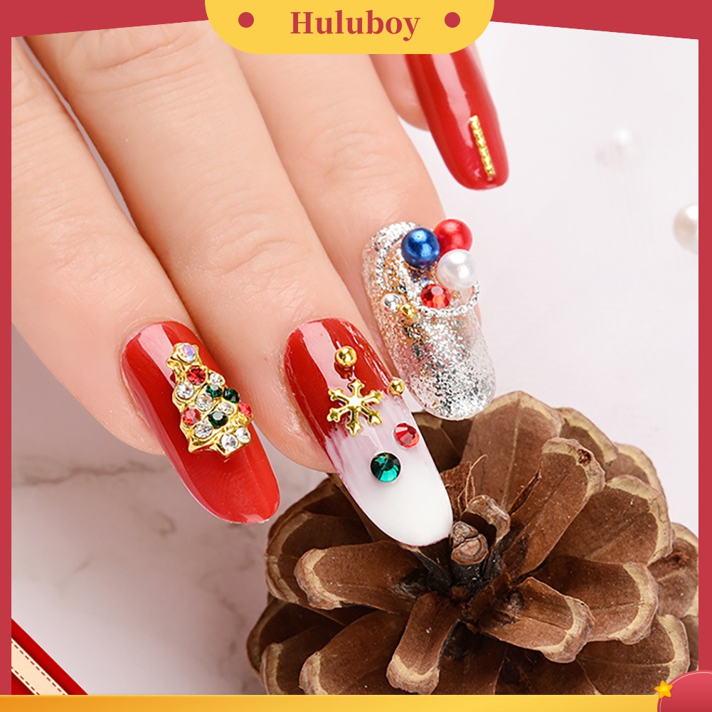 Huluboy Huluboy♡ Dekorasi Nail Art Bentuk Kepingan Salju Natal Bahan Alloy