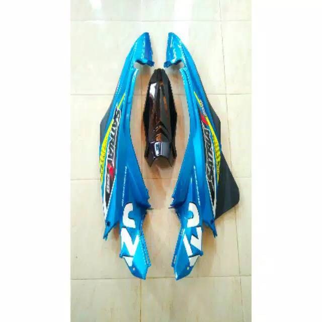 TERBARU Cover body satria fu facelift biru GP + cover tengah