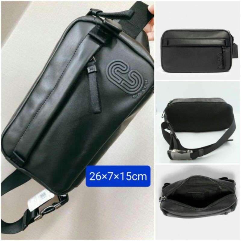 Tas Selempang Pria Coach Grade Super Premium 1:1 Bahan Leather Include Paper Bag