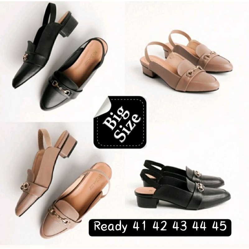 COD / Sendal Gladiator Wanita Big Size 41-45 Sepatu Sendal Pantofel JUMBO Kulit Hitam, 44