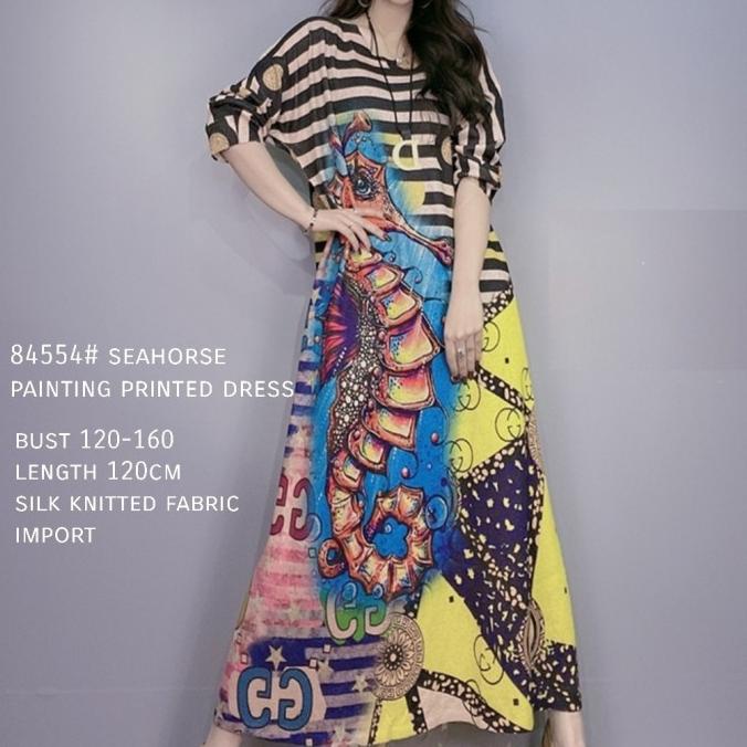 Termurah Baju Maxi Dress Wanita Gamis Lukis Premium Import Bangkok Painting