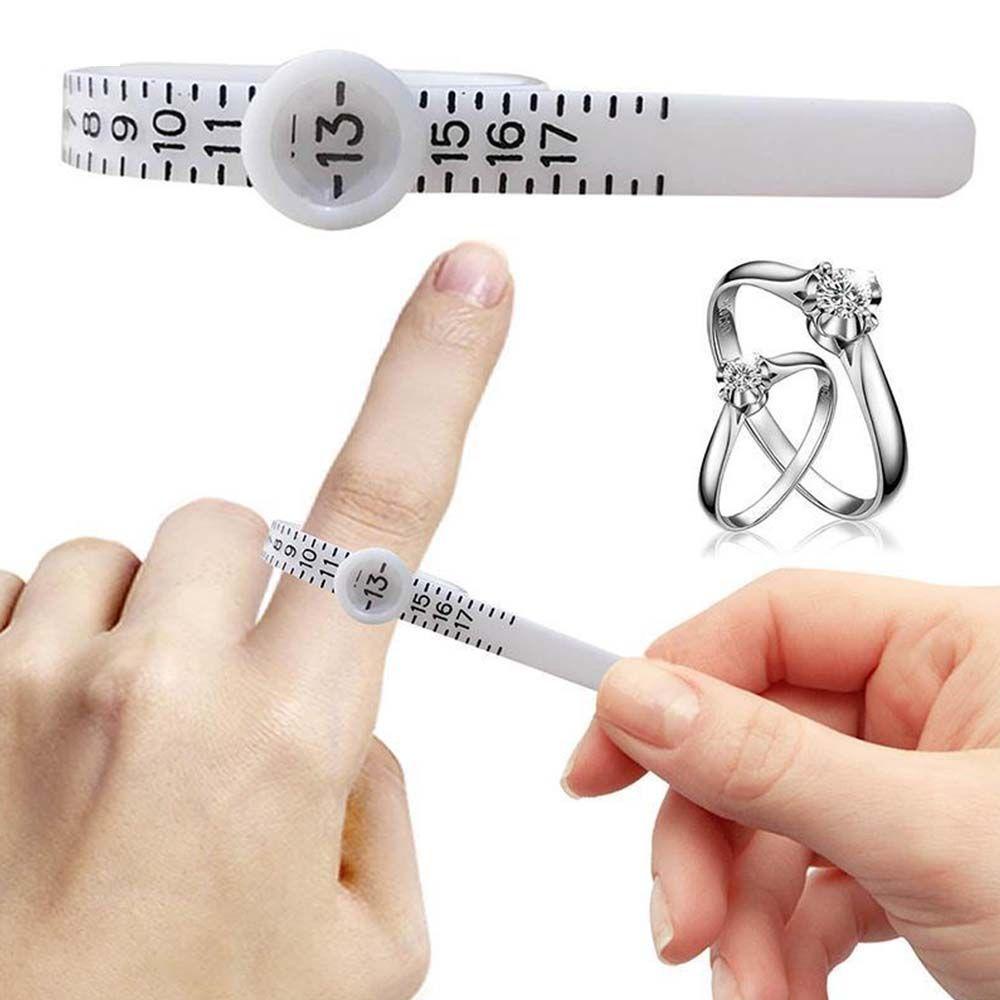 Lanfy Ring Sizer Ukur Perhiasan Alat Hitam Putih Ring Ruler Finger Size Tester Dengan Kaca Pembesar UK/US/EU Size Finger Size Coil