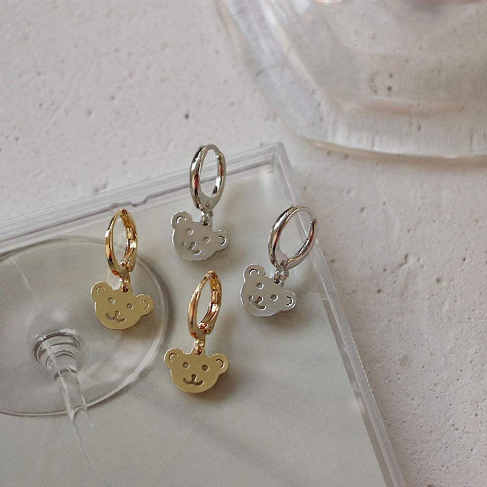 Anting Menjuntai Beruang QUINTON Lucu Keren Wanita Geometris Stud Earring Gadis Stainless Steel