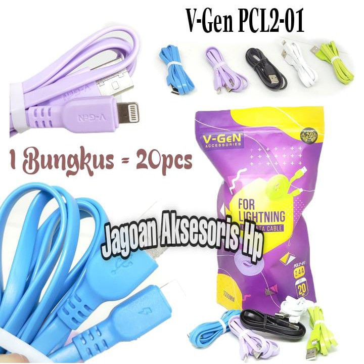 V-GeN PCL2-01 USB Data Cable Lightning 100cm 2.4A Kabel Casan iPhone Data Transfer Colorful