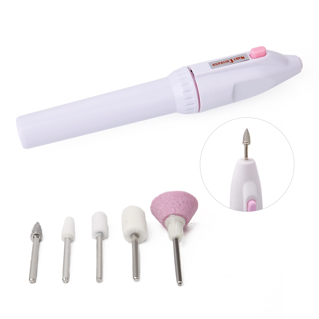 Set Alat Kikir Kuku Elektrik Mini Portable Tenaga Baterai Untuk Manicure / Nail Art