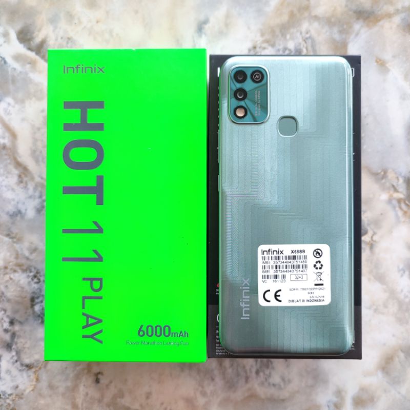 Infinix Hot 11 Play 3/32 ram 3 internal 32 Gb seken mulus