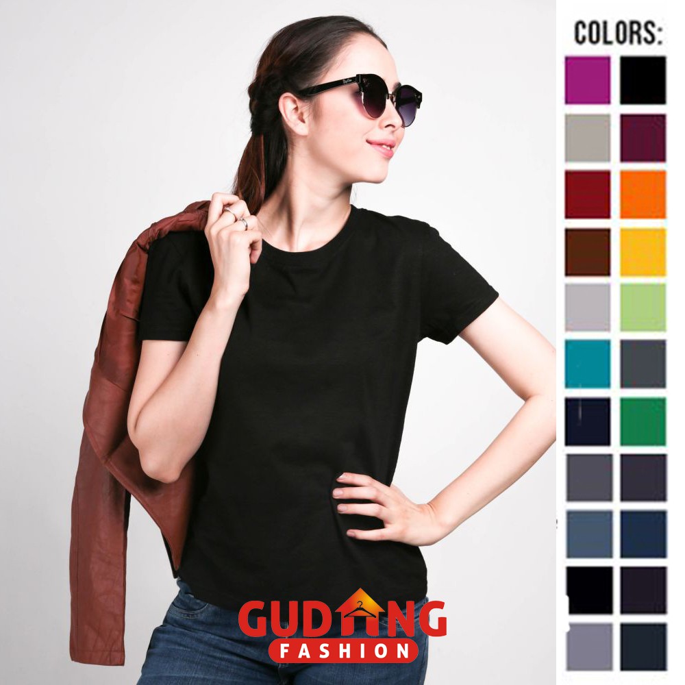 Kaos Polos Wanita Basic Casual Tshirts Katun Lengan Pendek - Banyak Pilihan Warna FW (COMB)