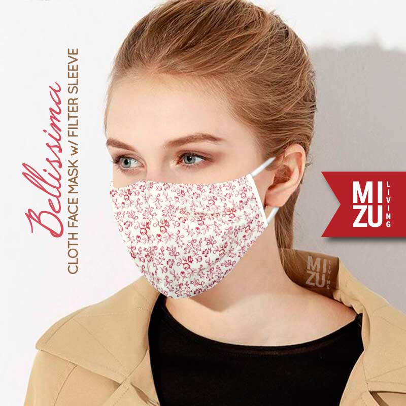 [SALE] MIZU BELLISSIMA Cloth Face Mask Masker Kain Corak Bunga 3Ply Sarung Filter NON-MEDIS REUSABLE