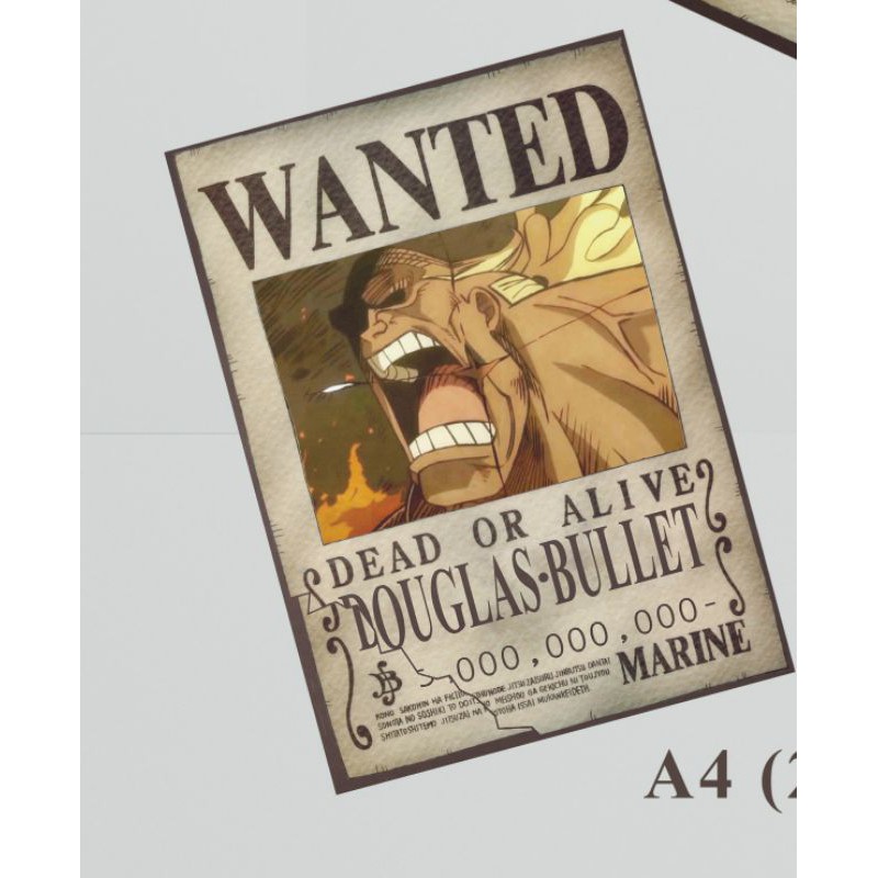 Douglas Bullet Wanted Poster Wanted One Piece-A4 (21 × 29,7 cm)