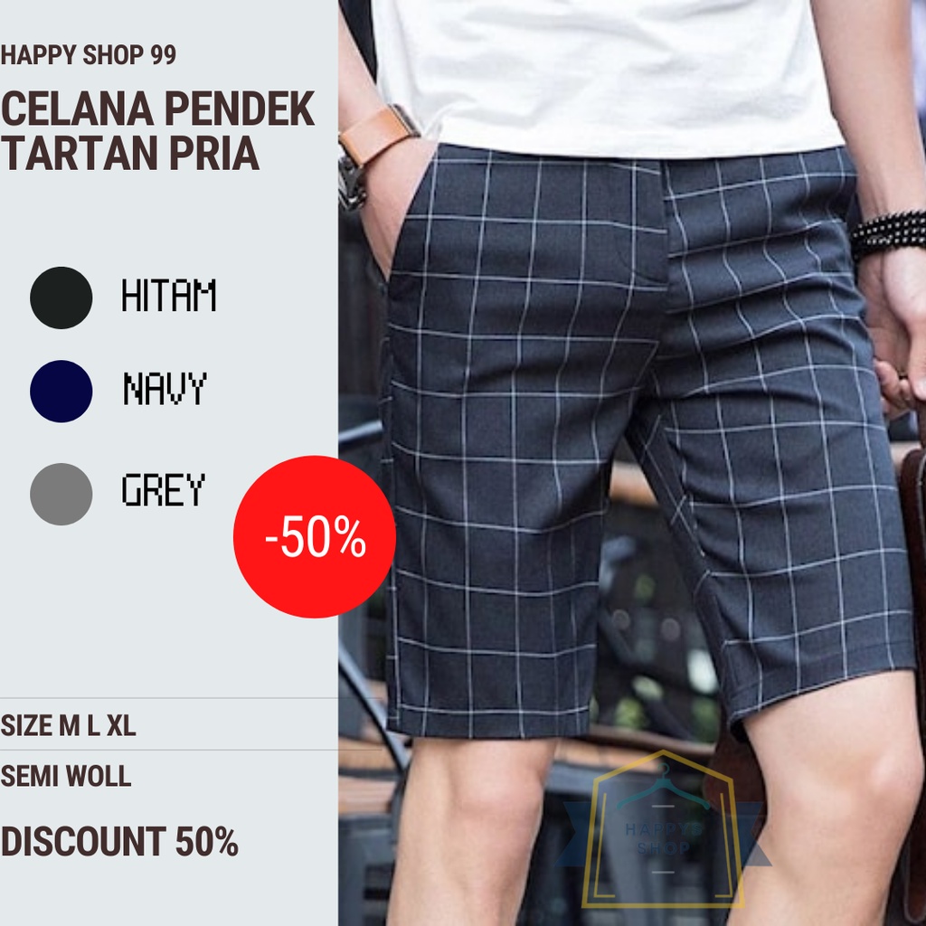 Celana Pendek Tartan Pria Cowok Dewasa Remaja Distro Kekinian Murah Clana Selana Jelana Crlana Pende