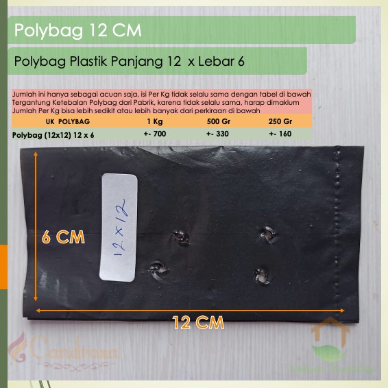 Polybag Tanaman 12 Per 1 Kg / Plastik Polybag 12 x 12 / Polybag Semai