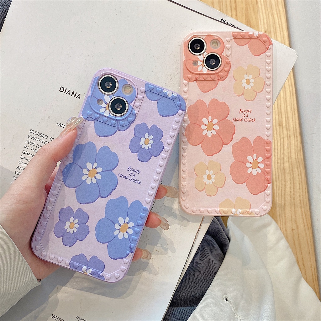 Soft Case Motif Bunga Ungu Pink Untuk OPPO A16 A15 A54 A95 A94 A12 A74 A93 A5S A7 A57 F1S A3S Reno6