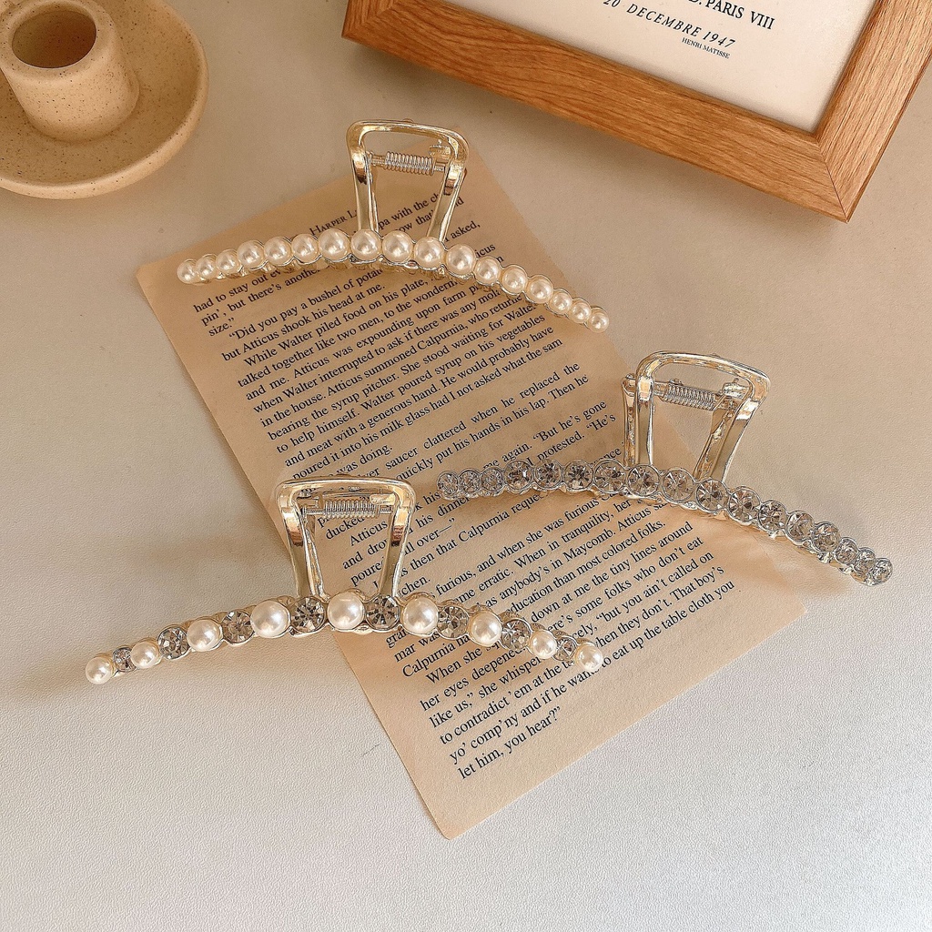 JEPIT BESI JEPITAN PANJANG PEARL JUMBO JEDAI METAL GOLD SILVER MUTIARA RAMBUT KRISTAL KOREA WANITA WARNA EMAS BESAR TEBAL KOREAN WOMEN FEMALE ELEGANT SMALL PEARLS RHINOSTONE JAW MANIK HAIR ACCESSORIES CLUTCHER CLAW HAIRCLIP CLIPS MEDIUM BIG LONG CEPOL