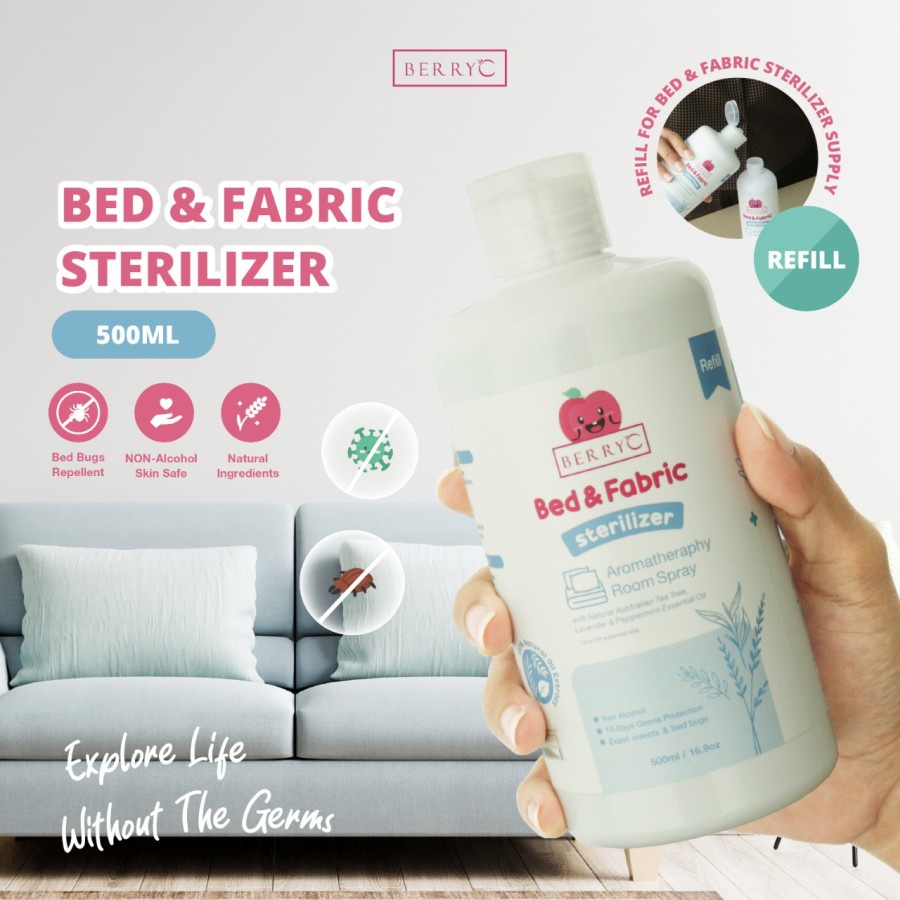 BerryC Bed &amp; Fabric Sterilizer Refill 500ml Anti Kutu Kasur - Semprotan Anti Tungau Bed Bugs 500 ml