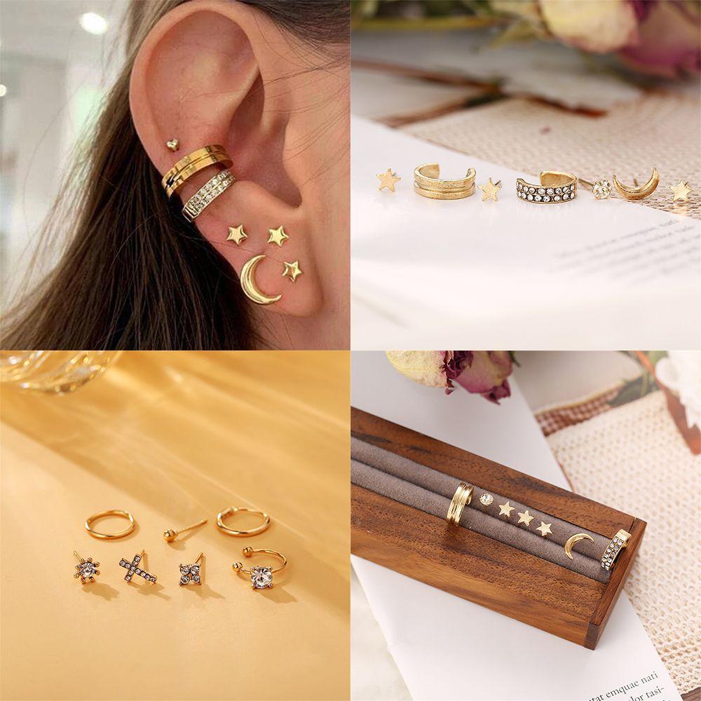 Lily Klip Telinga Non-Piercing Fashion Hadiah Palsu Tulang Rawan Anting Klip Zirkon Telinga Manset