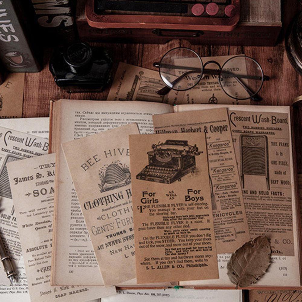 Timekey 60 Lembar / Pak Kertas Kraft Scrapbooking / Jurnal / Diary DIY Desain Koran Vintage A2K6