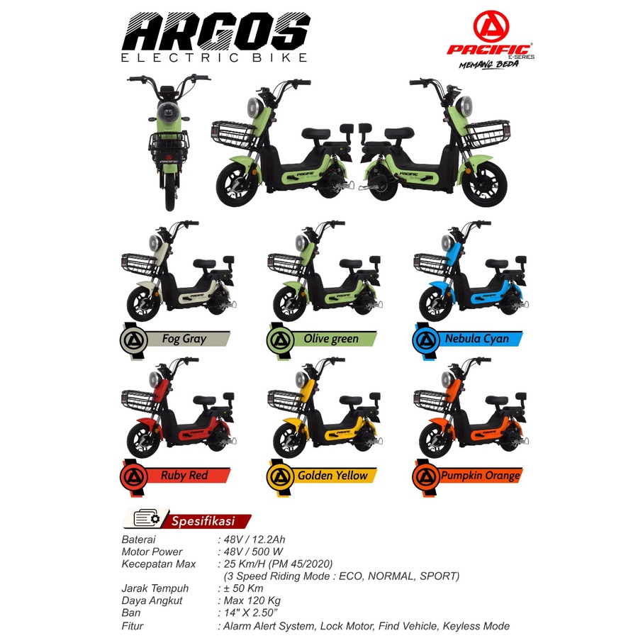 Mutiara Sepeda - SEPEDA LISTRIK PACIFIC ARGOS E BIKE ELECTRIC
