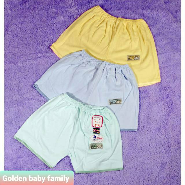 3 Pcs Celana Pendek Bis Warna Polos/ Putih Sablon  Baby Mocha Little Boboho SNI