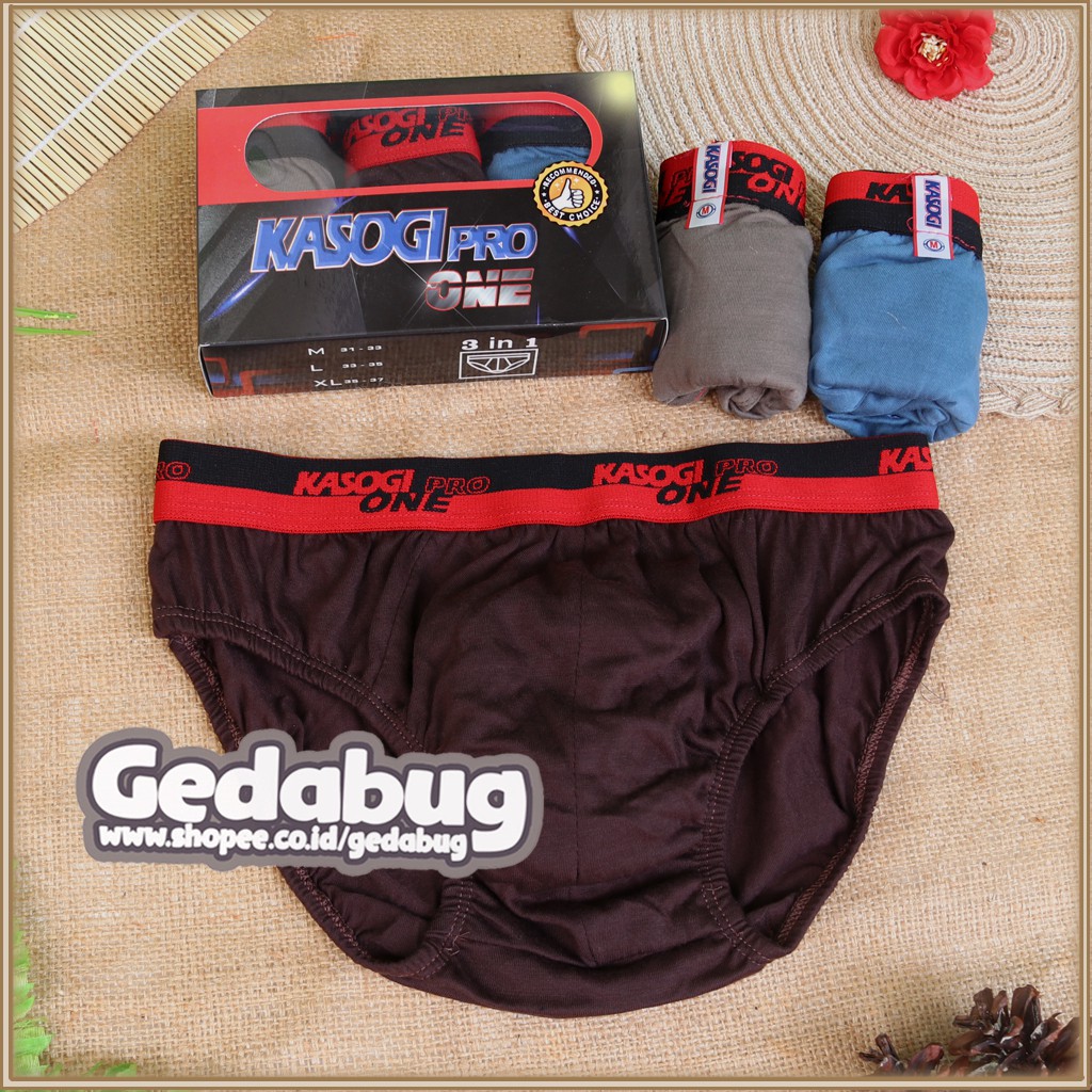 3 Pcs - CD KASOGI Pro One | Celana dalam Pria dewasa seegitiga karet Boxer | Gedabug