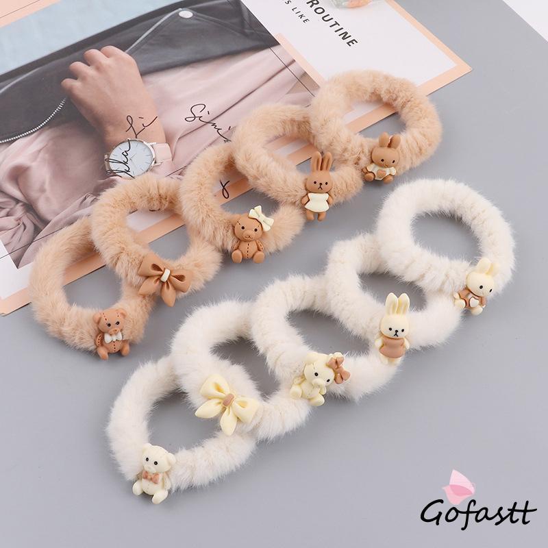 Baru manis kelinci kecil warna teh teh mewah cincin rambut dasi kuda ponytail karet tendon kepala ta