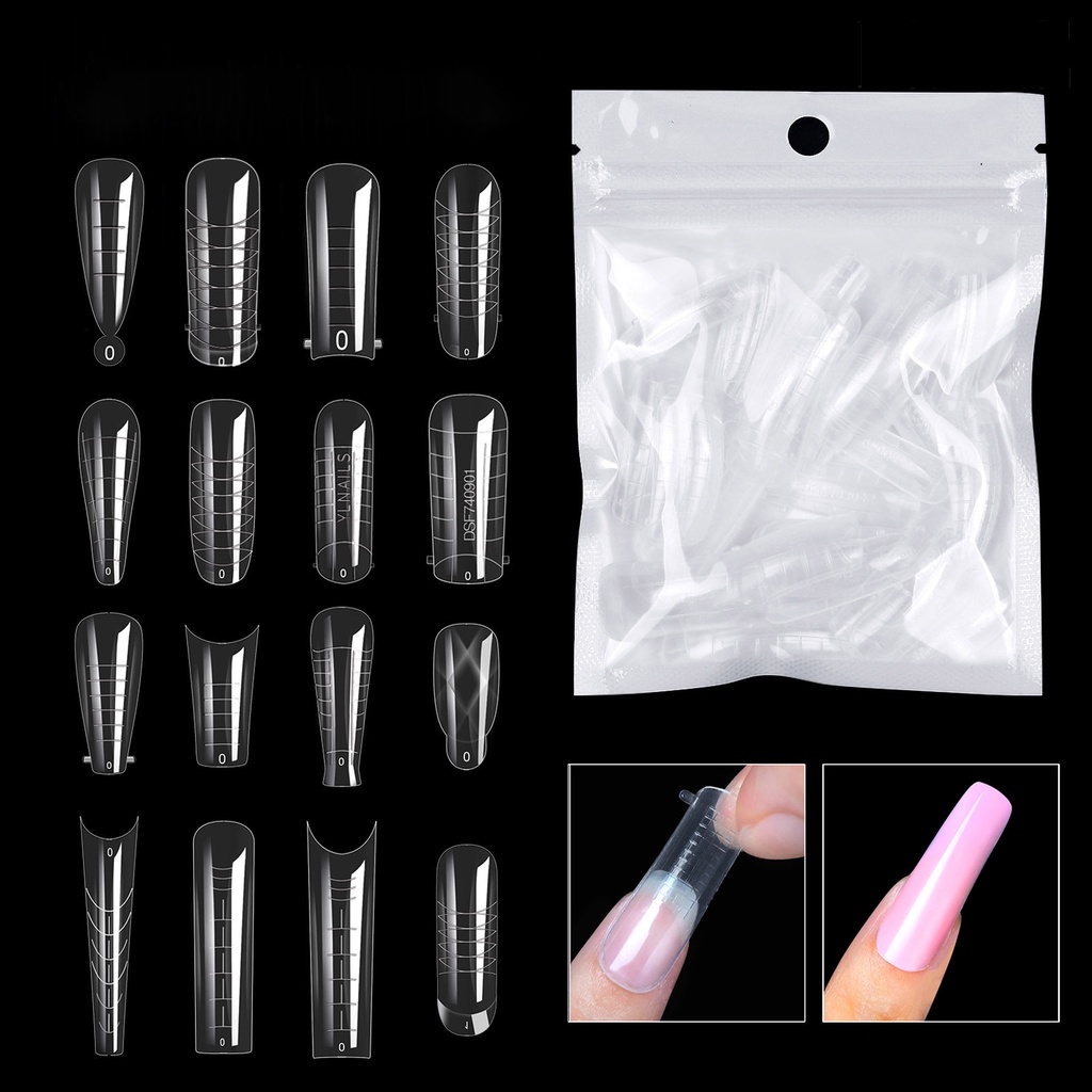 60 Pcs Kuku Palsu Bahan Plastik Transparan Ultra Tipis Dapat Dilepas Bebas Alergi Untuk Salon Manicure