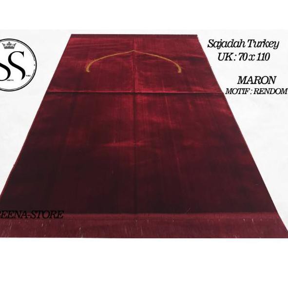 ➬ Sajadah Turkey Turkiye Motif Polos Minimalis Maron By Sabeena.Store ➧
