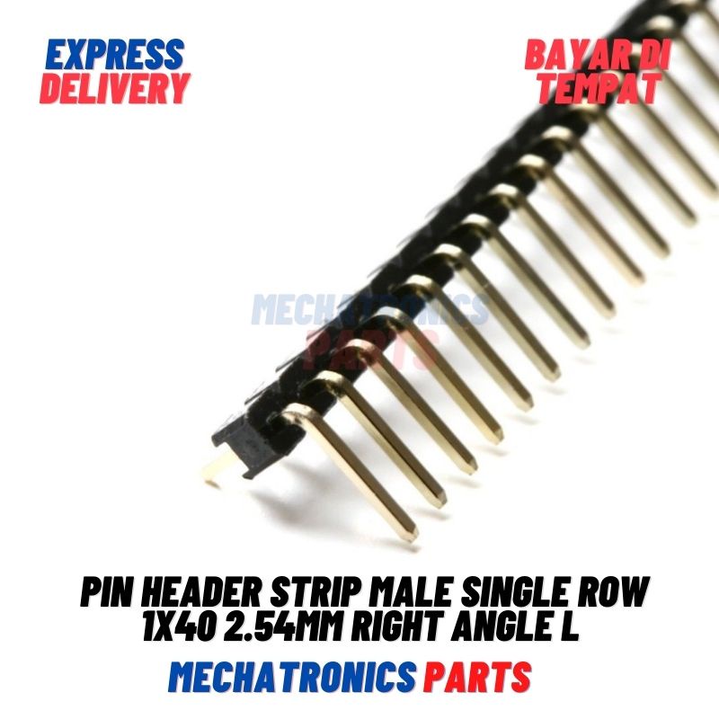 2 Buah Pin Header Strip Male Single Row 1x40 54mm Right Angle L Shape