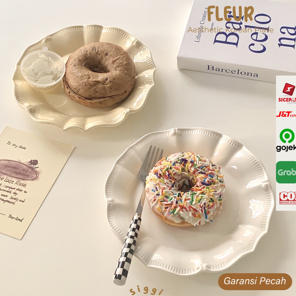 [siggi] FLEUR Korean Aesthetic Plate / Piring Korea Aesthetic / Piring Korea Keramik / Piring Esteti