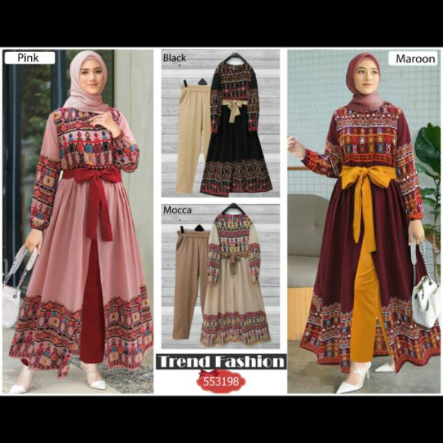 Setelan celana motif sheila by extu reject belt