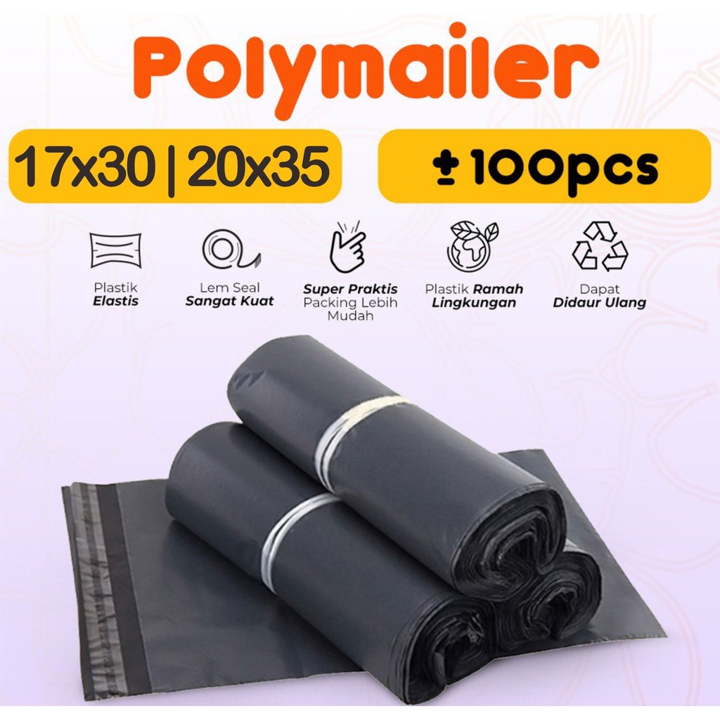 POLYMAILER Plastik Packing 20x35 Ada Lem Untuk Olshop 100lembar