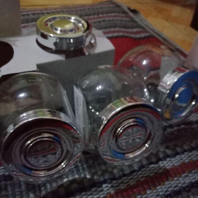 Toples Bumbu Kaca Serbaguna, Warna Aluminium, Isi 4 Pcs