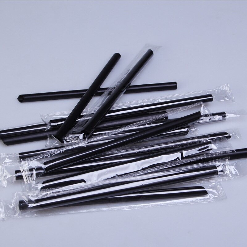 SEDOTAN BOBA BUBBLE HITAM JUMBO STERIL 12MM 21CM BUNGKUS PLASTIK LURUS RUNCING 100PCS