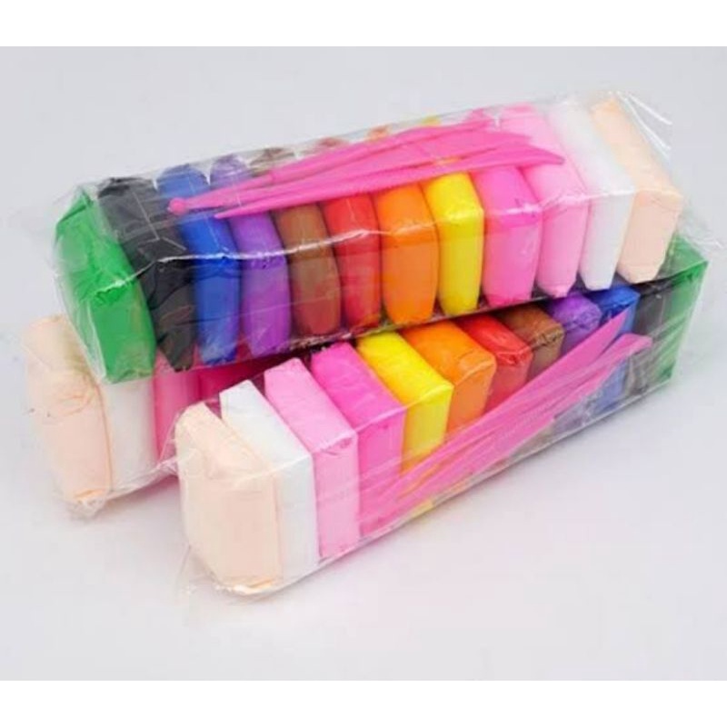 CLAY isi 12 warna clay untuk bermain di sekolah dan rumah bermain anak anak TK SD Paud playgroup nur